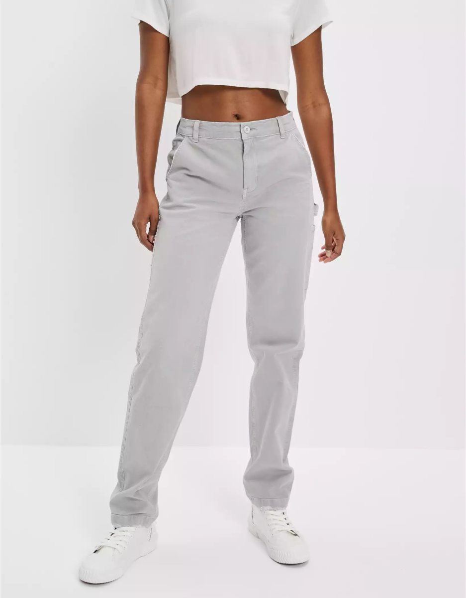 Jean American Eagle AE Stretch High-Waisted Droit Leg Carpenter Pant Grise Femme | SUS-34795049